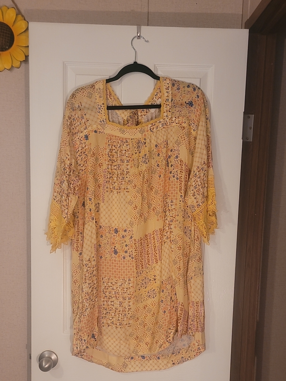 Easel Yellow Floral Patchwork Boho Dress